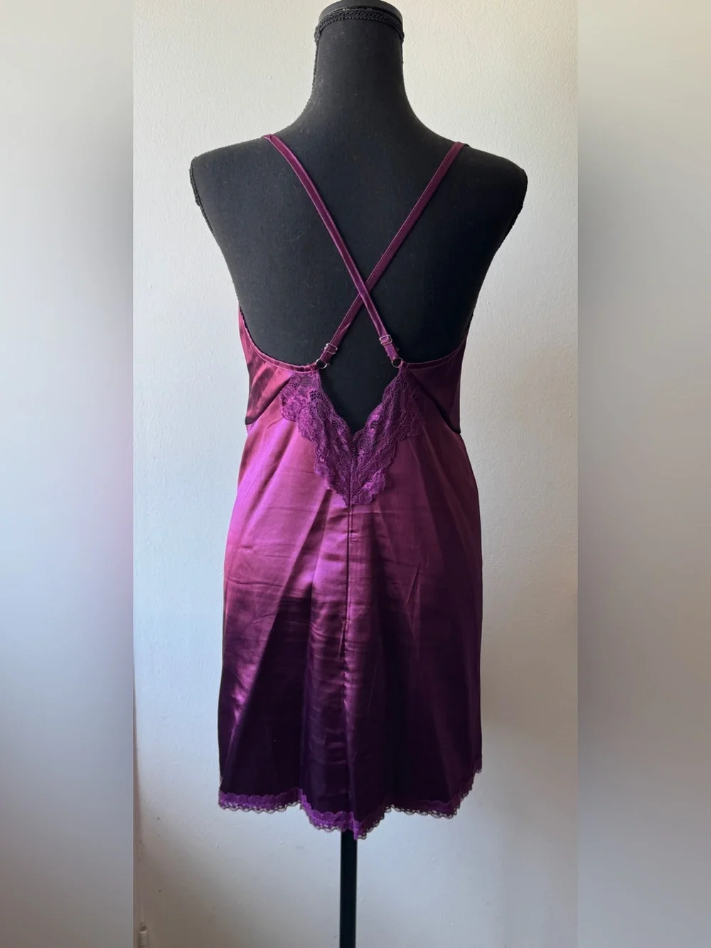 Dark Romance Purple Satin Robe + Slip Set 2 pcs size M